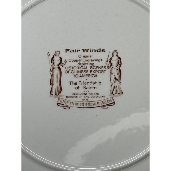 Fair Winds The Friendship Of Salem Dinner Plate Brown 10.25'' Sailboat Patten - Picture 3 of 4